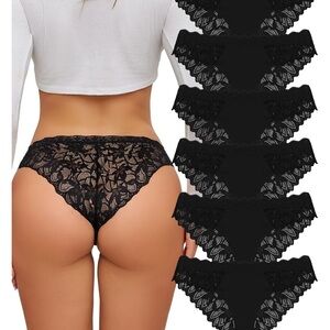 Women’s Black Lace Bikini Panties - 6 Pack